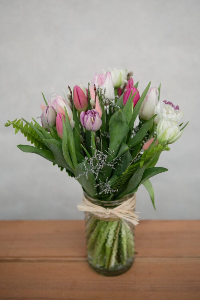 Blush & Snow Tulip Arrangement - Image 2